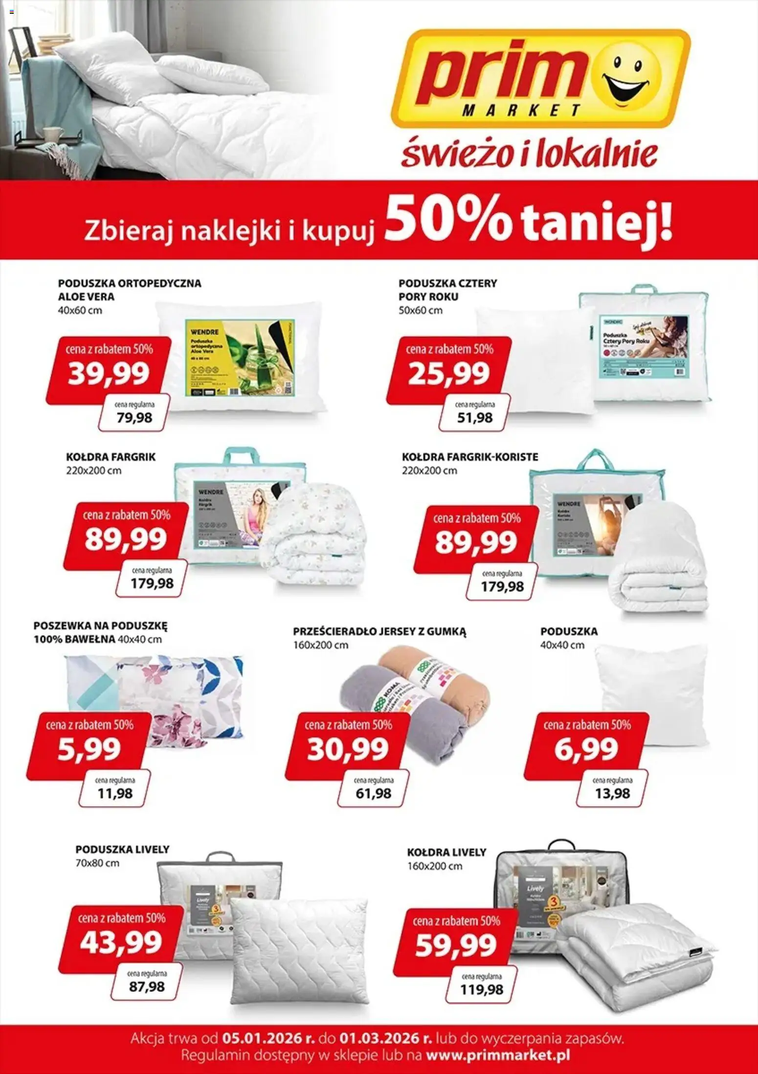 Prim Market Promocja - Akcja Lojalnościowa Pościel Tekmar 50% Taniej - strona 1- ważny od 05.01.2026