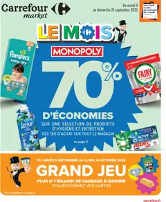 Aperçu Carrefour Market Catalogue: Le mois Monopoly, 70% d’économies valable à partir du 09/09/2025