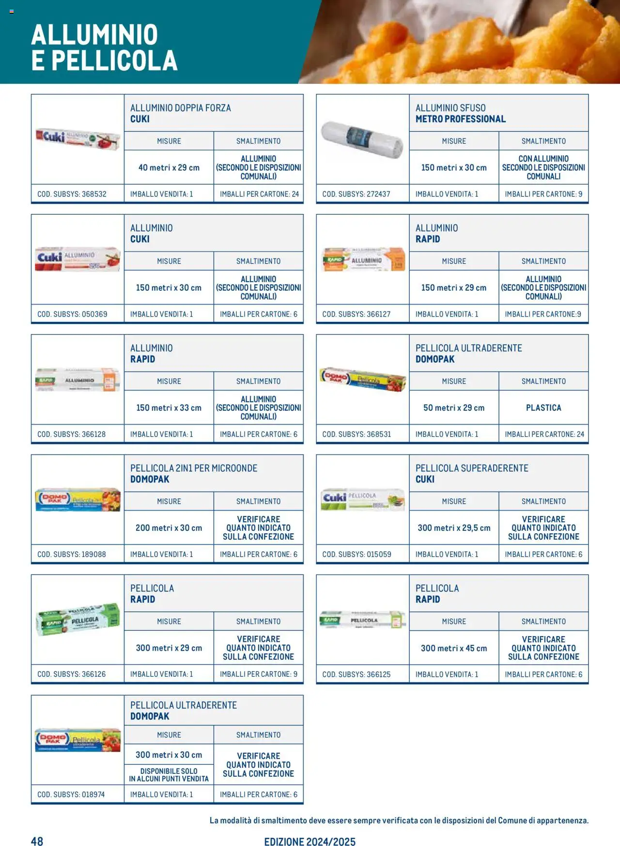 Catalogo Take Away e Monouso 2024 Metro	 - pagina 48 - valido dal 22/07/2024