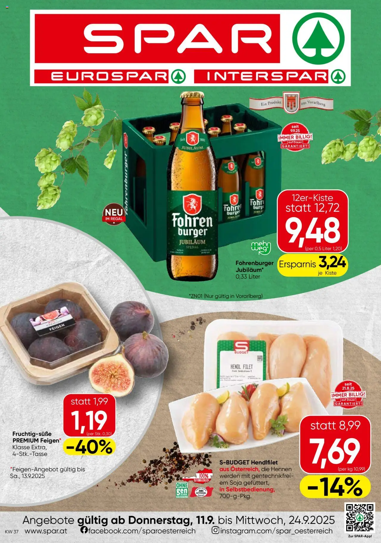 Spar Flugblatt - Vorarlberg - Seite 1- gültig ab 11.09.2025
