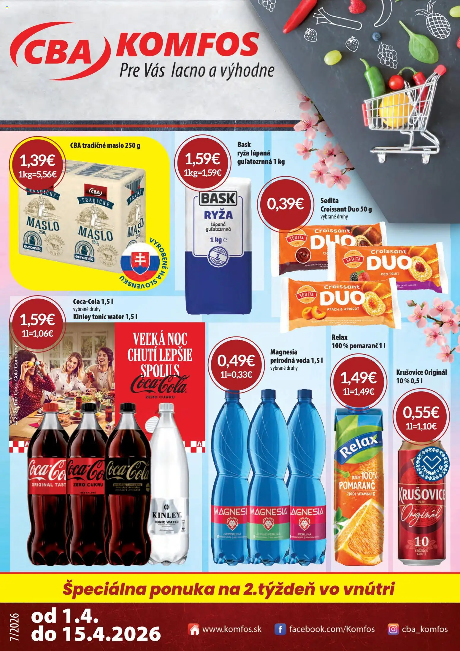 CBA Komfos leták - strana 1- platný od 01.04.2026