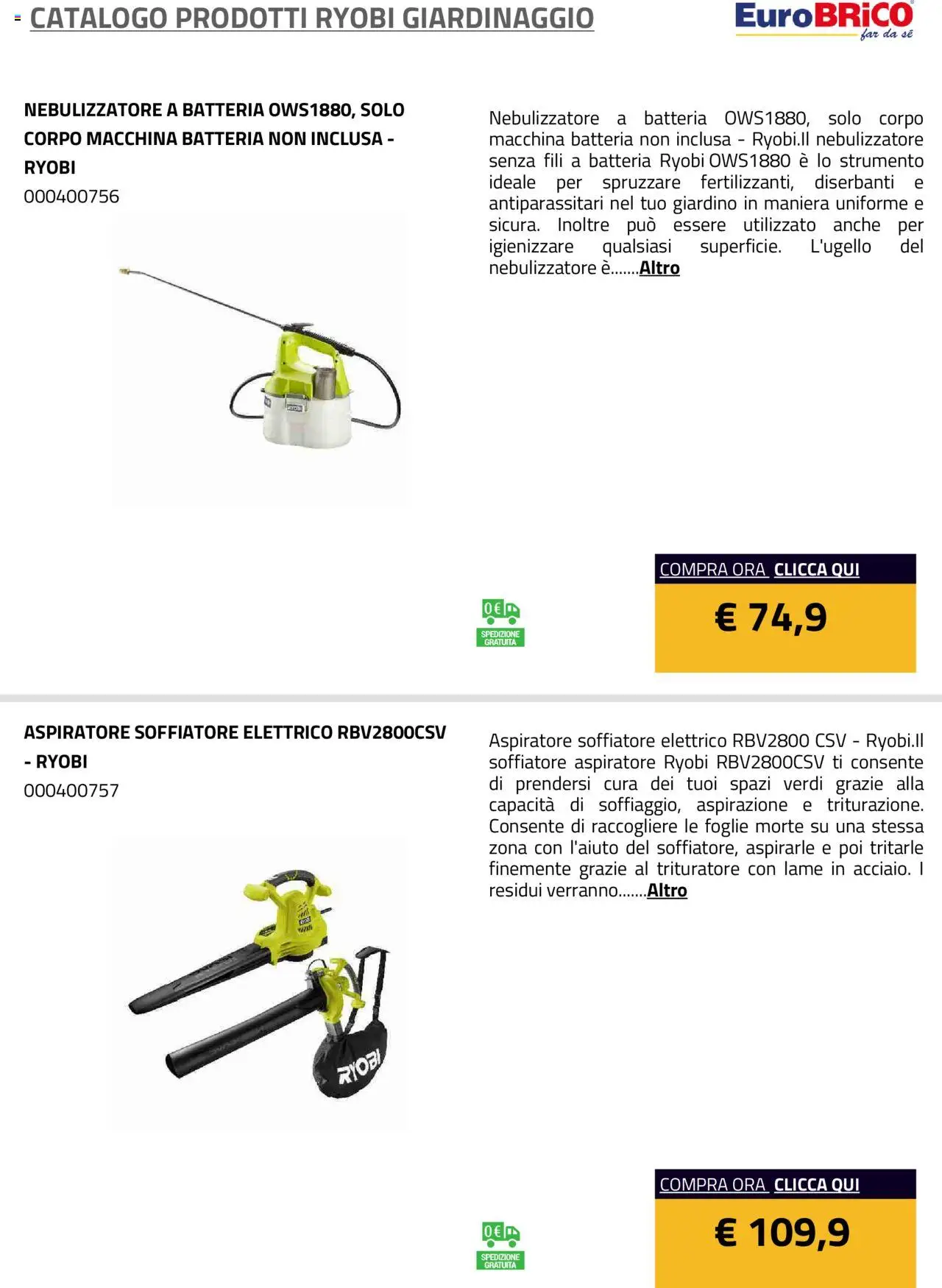 Eurobrico Prodotti Ryobi Giardinaggio catalogo - pagina 26 - valido dal 23/07/2025