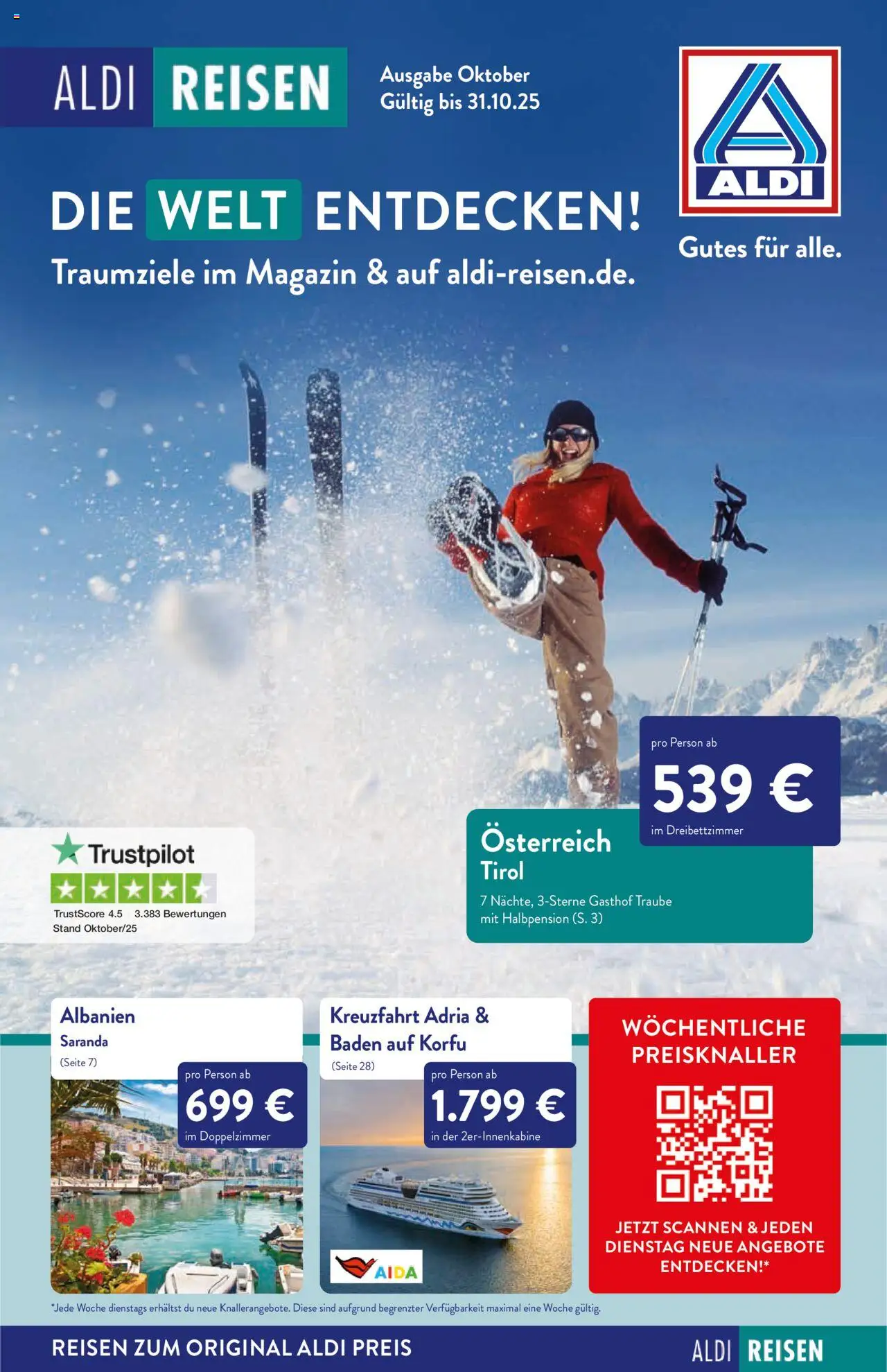 Aldi Reisen  Reisemagazin - Seite 1 - gültig ab 01.10.2025