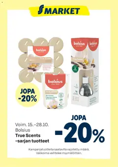 Esikatselu S-market tarjoukset Bolsius voimassa alkaen 15/10/2025