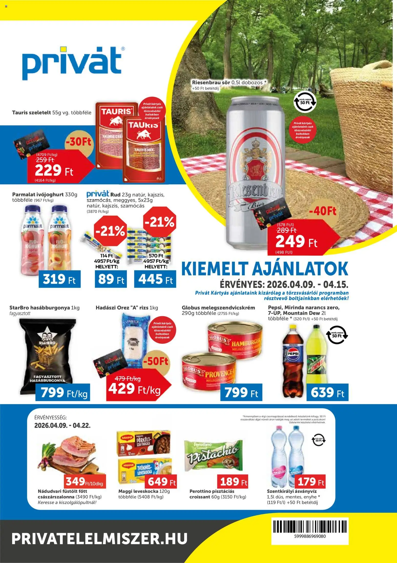 PRIVÁT akciós újság - 1oldal - érvényes 2026.04.09.-tól