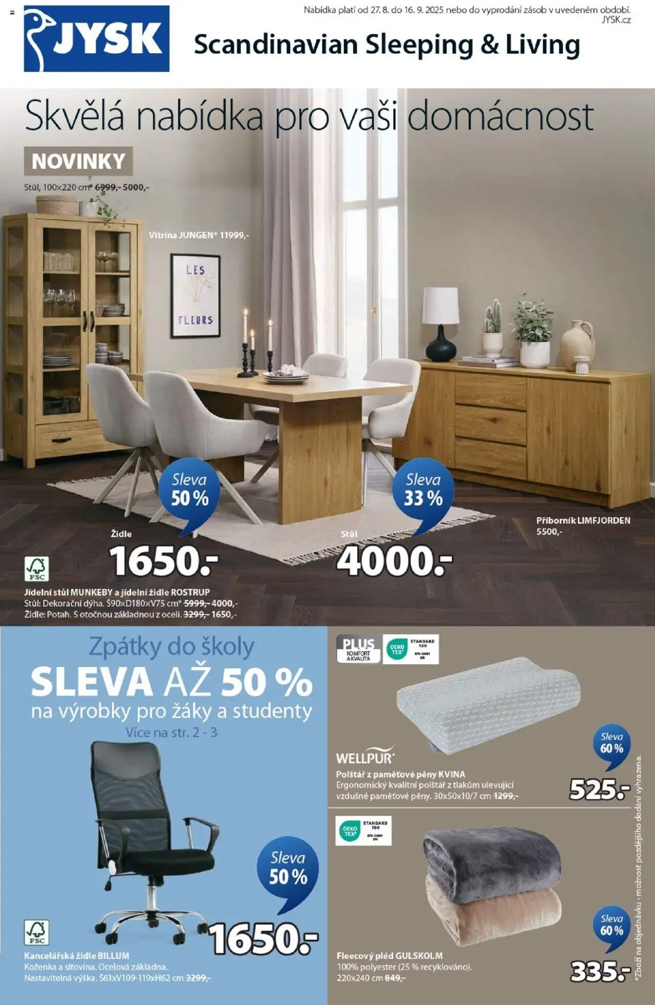 JYSK leták - Sleva - strana 1- platný od 27.08.2025