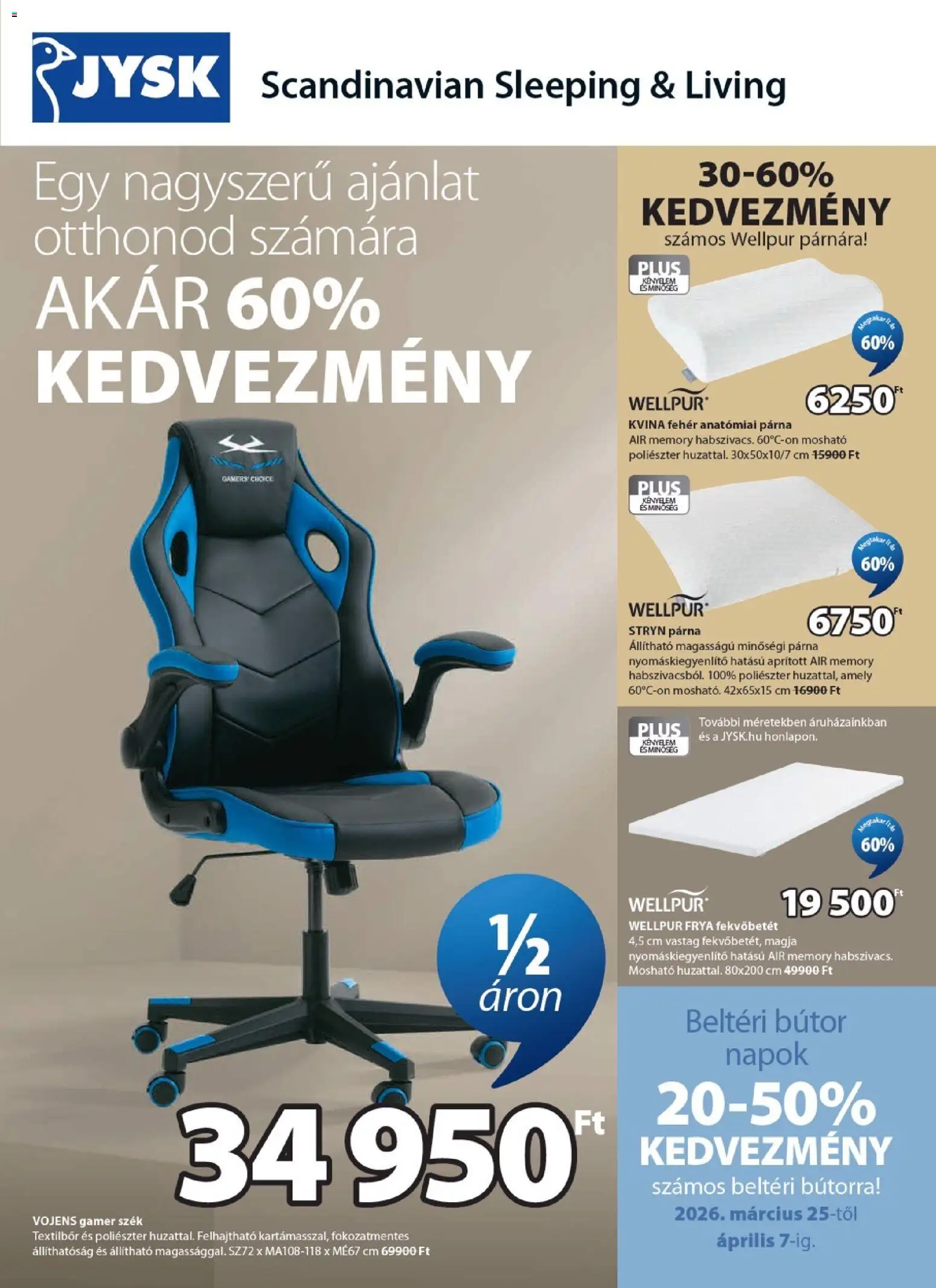 JYSK akciós újság - 1oldal - érvényes 2026.03.25.-tól