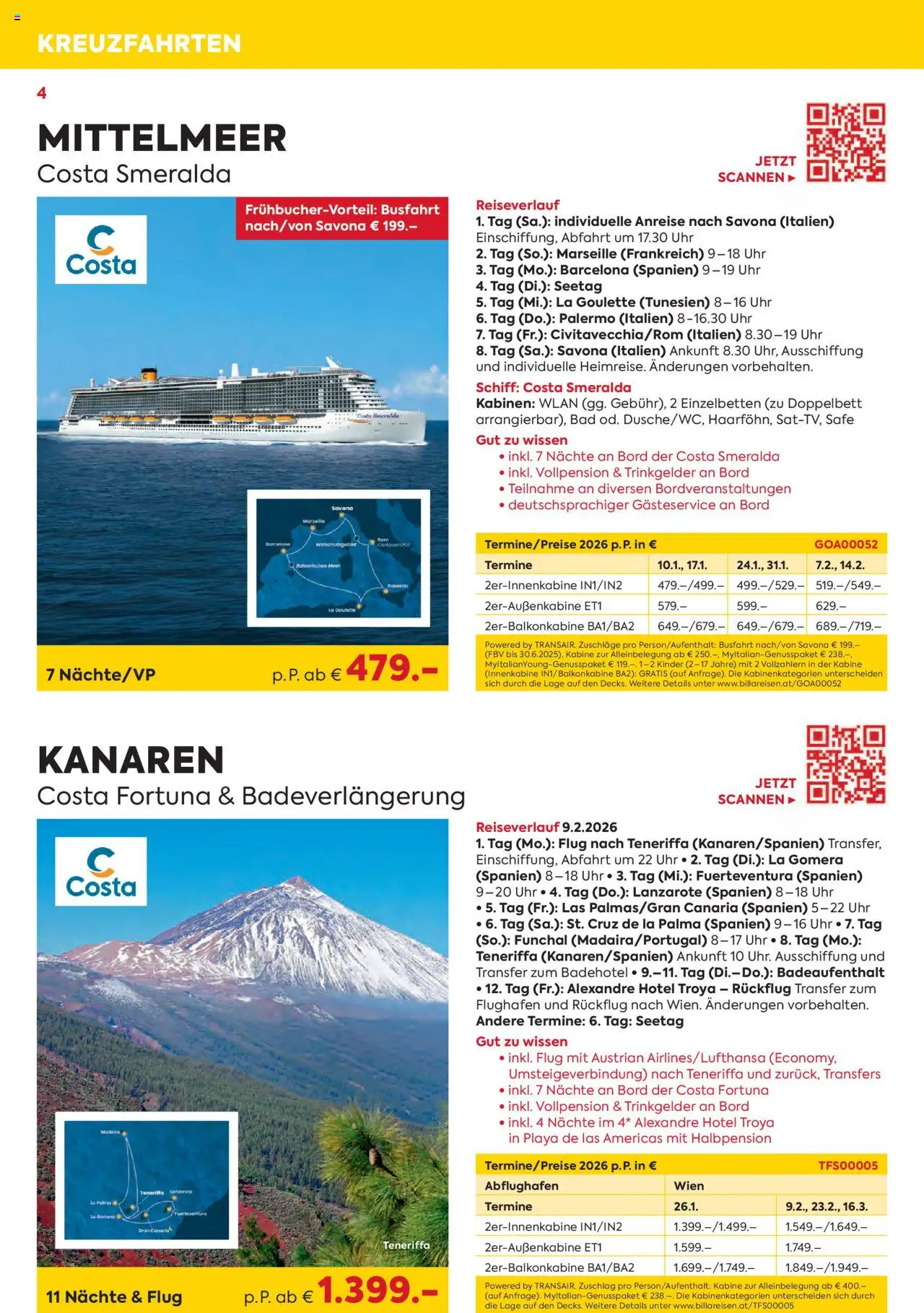 Billa Kreuzfahrten Rundreisen Erlebnisreisen 5/6 2025 - page 4- valid from 03.06.2025