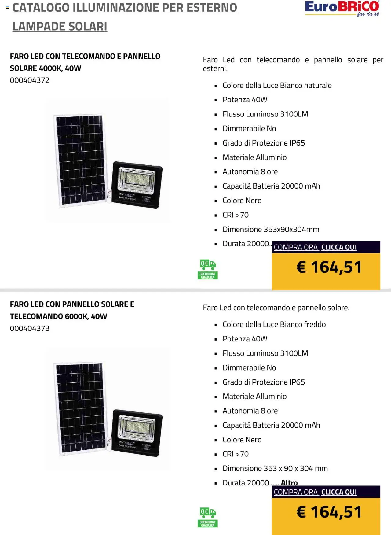 Eurobrico Illuminazione da esterno Lampade Solari catalogo - pagina 15 - valido dal 23/07/2025