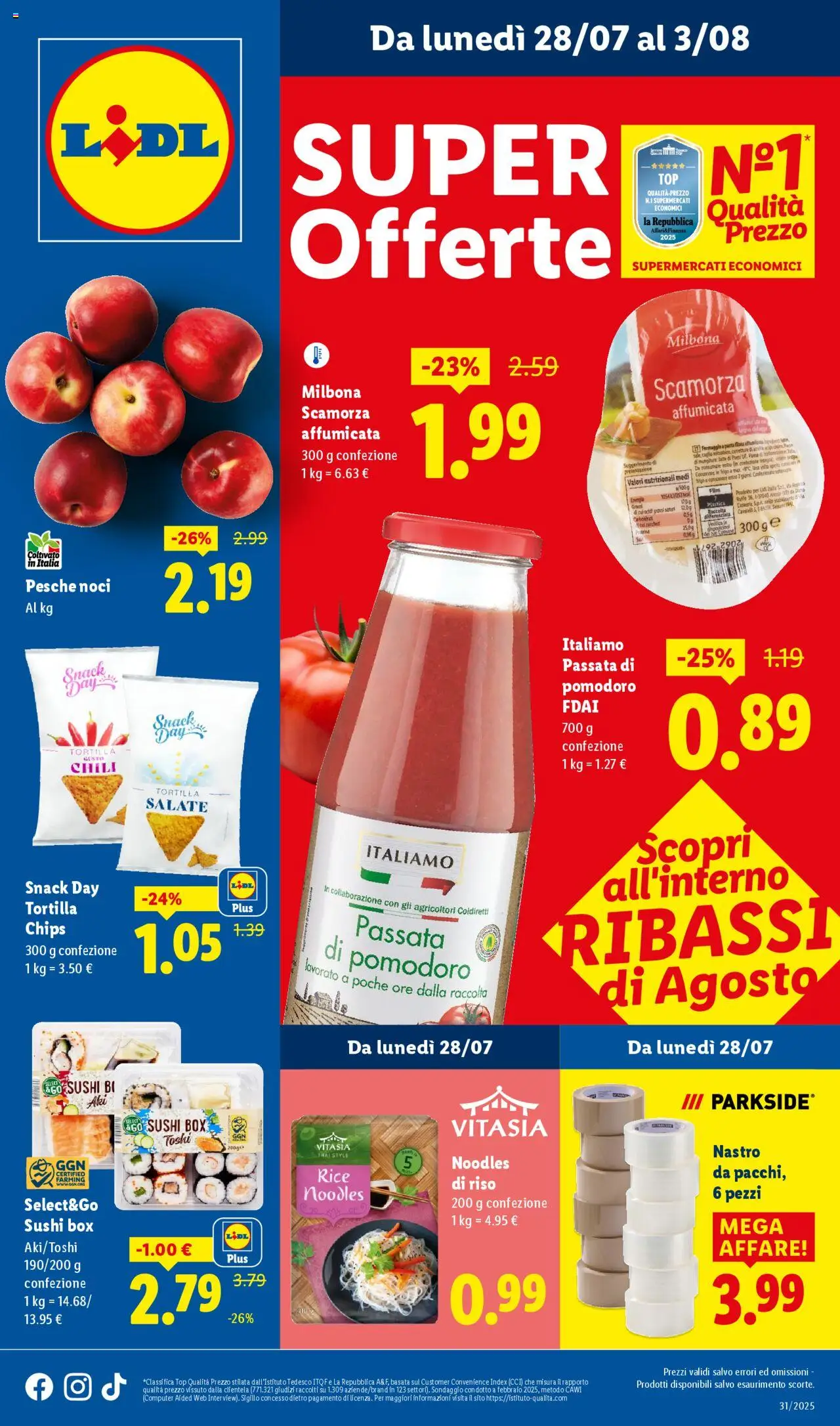 Volantino Lidl	 - pagina 1 - valido dal 28/07/2025