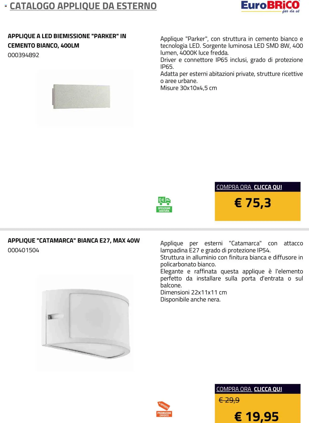 Eurobrico Applique da Esterno catalogo - pagina 39 - valido dal 23/07/2025