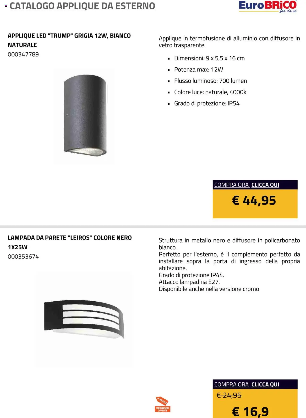 Eurobrico Applique da Esterno catalogo - pagina 13 - valido dal 23/07/2025