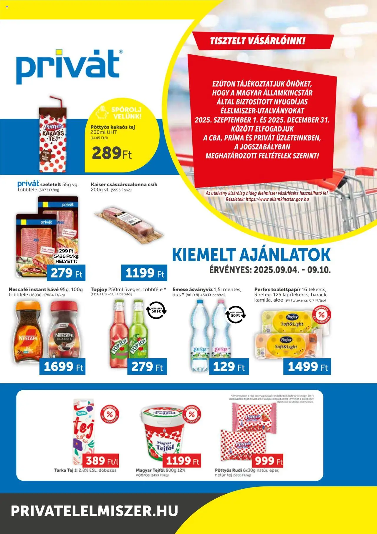 PRIVÁT Akciós újság - 1oldal - érvényes 2025.09.04.-tól