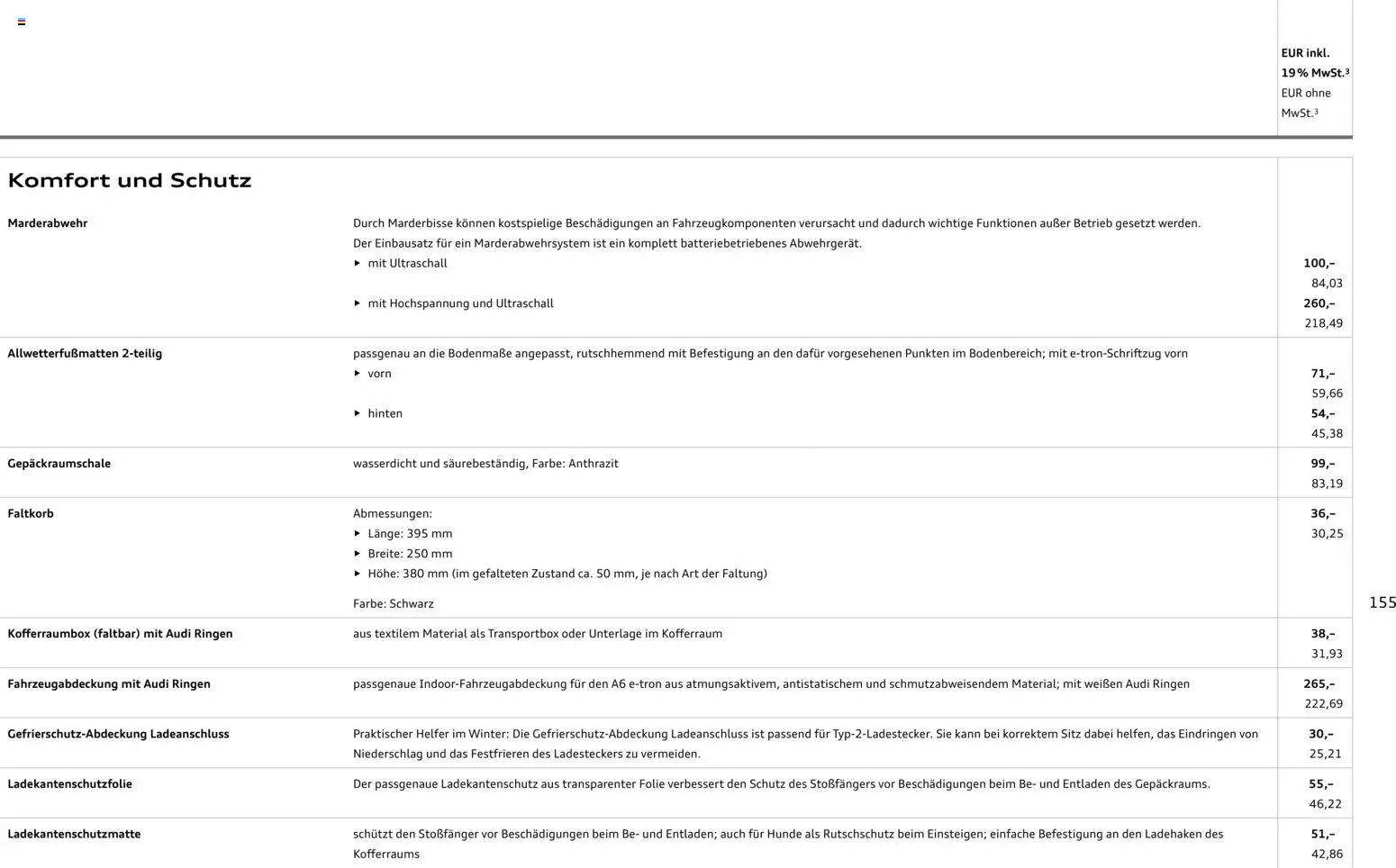 Audi  A6 e-tron - Seite 155 - gültig ab 01.10.2025