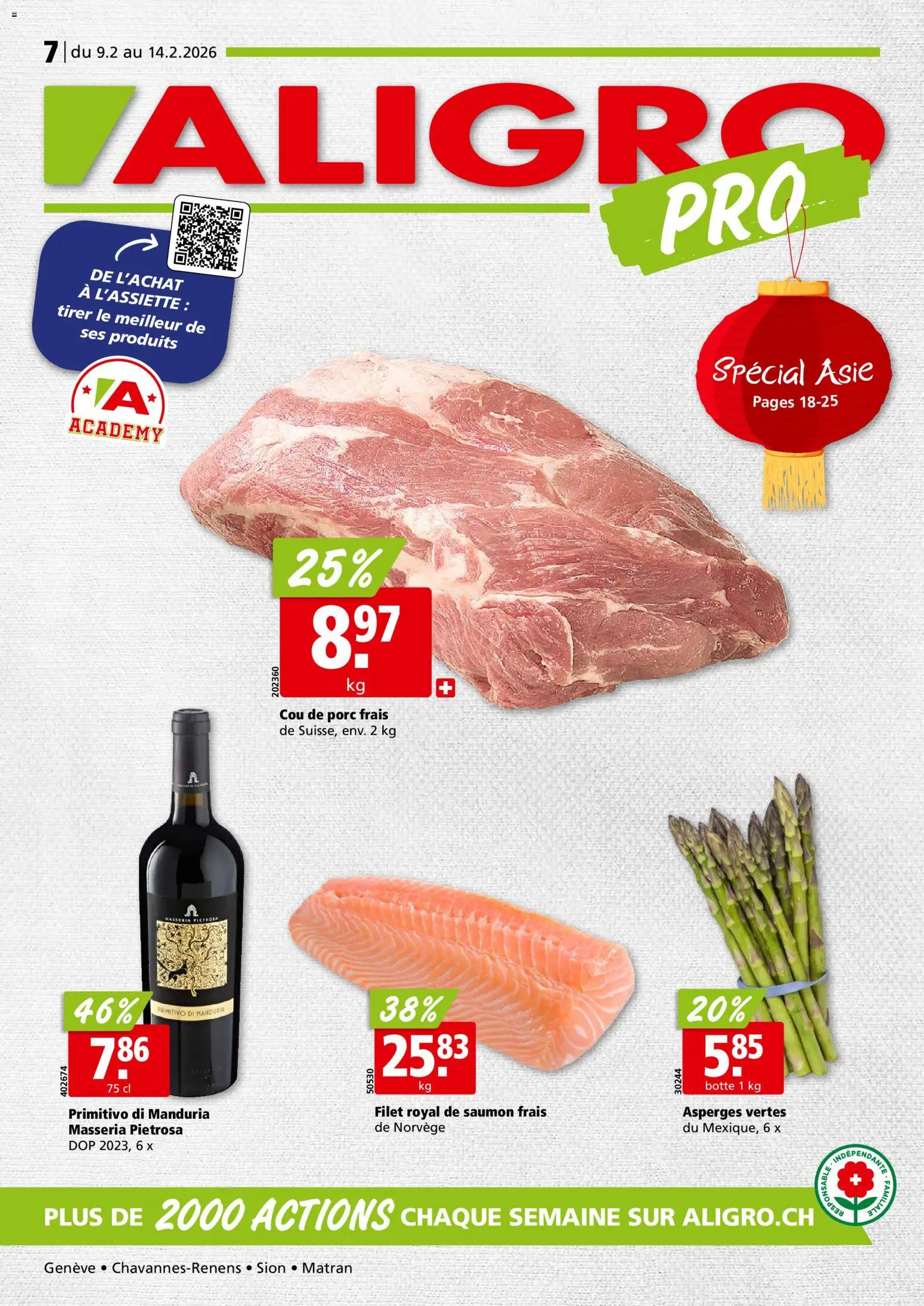 Aligro Aktionen Chavannes, Matran, Genève, Sion - Seite 1- gültig ab 09.02.2026