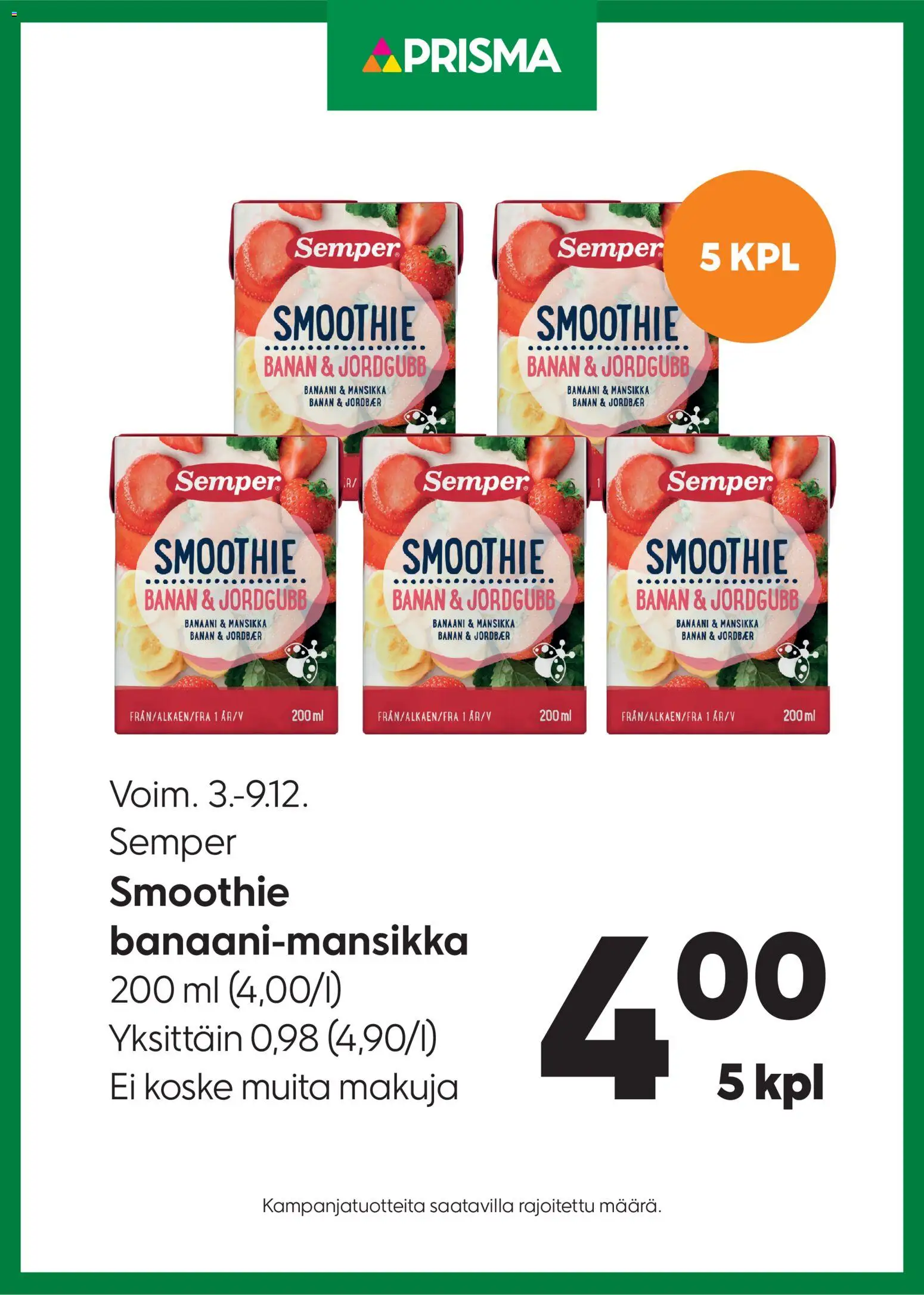 Prisma tarjoukset Semper - sivu 1- voimassa alkaen 03/12/2025